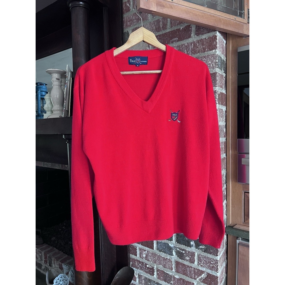 Vintage Men Polo Golf Cashmiere Sweater Red Size M